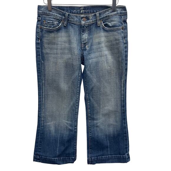 7 For All Mankind Dojo Cropped Denim Jeans Size 29 (Marked Damaged) - Picture 2 of 12